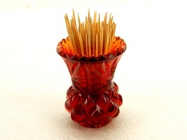 Dark Amberina Glass Toothpick Holder, Mini Vase, Candle Holder, Vintage,... - £19.20 GBP