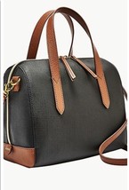 Fossil Sydney SHB2033016 Pvc Black/Tan Top Zip Md Satchel, Nwt - £88.07 GBP