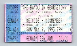 Deicide / Dismember Concert Ticket Stub May 9 1993 Washington DC - $59.22