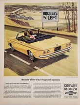 1964 Print Ad Chevrolet Corvair Monza Spyder Convertible Chevy Hugs the ... - $22.48