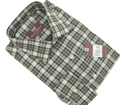NEW $195 Hickey Freeman Button Front Shirt!  Lg   Brown White Black Gray Plaid - £51.94 GBP