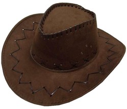 DARK BROWN COLOR SOFT LEATHER STYLE WESTERN COWBOY HAT cowgirl unisex HE... - £9.83 GBP