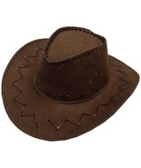 DARK BROWN COLOR SOFT LEATHER STYLE WESTERN COWBOY HAT cowgirl unisex HE... - $12.30