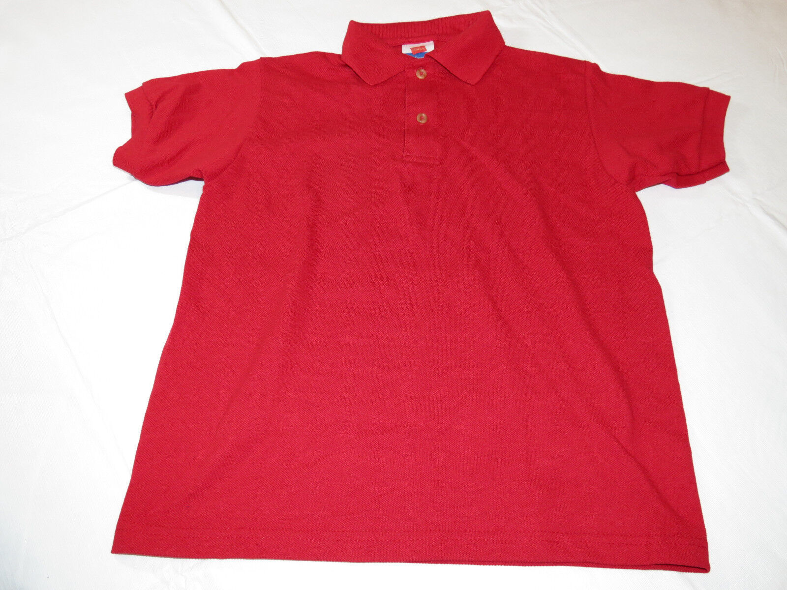 Youth Kids Hanes Stay Clean Polo shirt short sleeve red M 10-12 school - $12.86