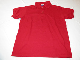 Youth Kids Hanes Stay Clean Polo shirt short sleeve red M 10-12 school - £10.11 GBP