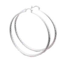 Round Twinkle Large Hoop Earrings Sterling Silver - £8.92 GBP