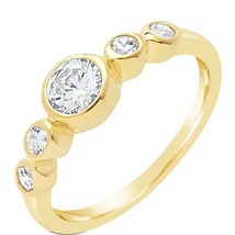 14K Yellow Gold Plated LC Moissanite Five Stone Engagement Wedding Ring - $60.76