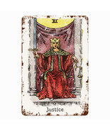 Tin Sign Of The Justice Tarot Card • Major Arcana Waite Vintage Metal Print - $37.40