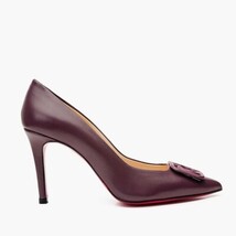 The Maneadero Dark Purple Leather Pump Fuchsia Sole Women Shoe image 5