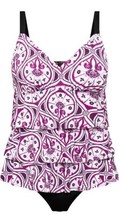 NEW Swim Solutions One Piece Swimsuit Size 8 Printed Tiered Ruffle Fauxk... - $42.99
