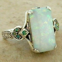 Fashion Silver Plated White Fire Opal Ring Women Jewelry Size 6-13 Simulated - £71.22 GBP