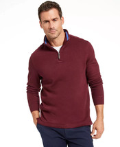Club Room Men&#39;s Quarter-Zip French Rib Pullover Red Plum-Small - $19.97