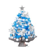 2 Feet 24&quot; Mini Blue Christmas Tree with Lights Ornaments Pre-Lit Winter... - $436.41 MXN