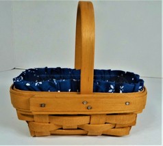 1999 Longaberger Small Hostess Basket Blue Fabric + Plastic Protector 6x3x3” - $16.99
