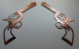 Pair of Colt 1873 Peacemakers Decor Copper/Bronze Plated 10 3/4&quot; x 5 1/2&quot; - £22.76 GBP