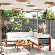 vidaXL Cream Acacia Wood Modular Lounge Set for Small Spaces, Storage Ottoman - $16,710.83 MXN