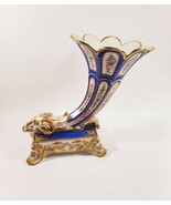 French Limoges Cornucopia Ram Head Vase w/ Crossed Arrows Goldleaf - $11,000.25 MXN