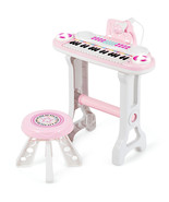 37-Key Kids Piano Keyboard Set Electronic Organ Light w/Stool &amp; Micropho... - £72.50 GBP