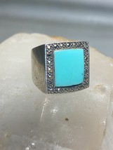 Turquoise ring marcasites band mid century sterling silver women - £53.80 GBP