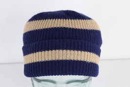 Vintage 70s Streetwear Striped Color Block Ribbed Knit Winter Beanie Hat... - $29.65