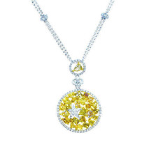 4.22ct Fancy Intense Yellow Diamonds Necklace 18K All Natural 9 Grams Real Gold - £7,012.28 GBP