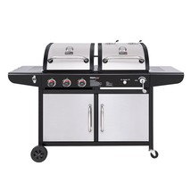 3-Burner 25,500-Btu Dual Fuel Gas And Charcoal Grill Combo, Cabinet Styl... - $571.99