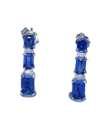 Natural Diamond Created Sapphire Earrings w. Gem Report, Make offer welc... - €371,93 EUR