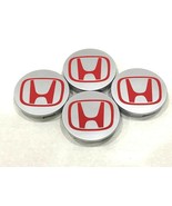 4pcs Honda Center Caps SILVER RED 2.75&quot; / 69MM CRV Civic Fit Pilot Accor... - $21.99