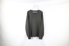 Vintage 90s Streetwear Mens Size Medium Diamond Knit Crewneck Sweater Green - $49.45