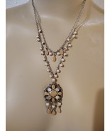 Vtg 1928 Jewelry Co.Double Chain Necklace-Pendant Silver-Tone - $222.99 MXN