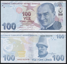 Turkey 100 Türk Lirasi. 2009 (2012) UNC. Banknote Cat# P.226b - £85.48 GBP