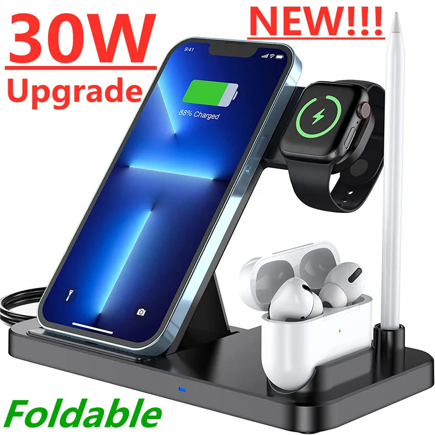 House Home 30W 4 in 1 Qi Fast Wireless Charger Stand Pad For A 13 11 12 X 8 A Wa - $63.00