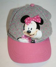 Disney Minnie Mouse Girls Pink Gray Polka Dot Baseball Cap Hat Adjustabl... - $9.77