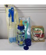 Vintage Baby set plastic bottle latex nipple &amp; brush &amp; Darling newborn s... - $835.77 MXN