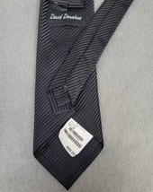 David Donahue Men&#39;s 100% Silk Tie Black Ribbed NWT HandMade USA NEW 3.5&quot;... - $32.15