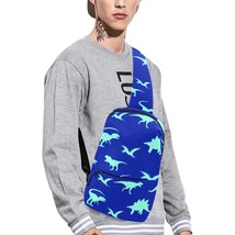 Blue Dinosaur Silhouette Crossbody Chest Bag - $32.00