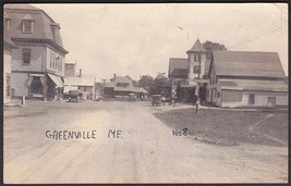 Greenville, Maine RPPC 1921 Business District Dirt Road Main Street Postcard - £19.35 GBP