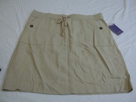 Women&#39;s Petite Laura Scott Linen Cargo Skirt Perfect Khaki Size 14P NEW - $17.79