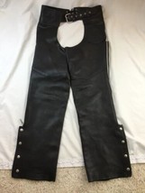 Hudson Leather Black Motorcycle Chaps Unisex Size S Mens Womens - $49.47