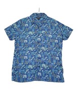 Marc Anthony Luxury Slim Fit Men&#39;s Size Large Blue Short Sleeve Hawaiian... - £15.06 GBP