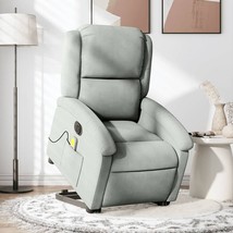 Electric Stand up Massage Recliner Chair Light Gray Velvet - $19,788.51 MXN