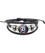 NEW MENS AND WOMENS MARVEL&#39;S THE AVENGERS LOGO GLASS DOMED BRAIDED BRACELET - $12.82