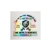 Holographic Die-cut Stickers &quot;Put On the Full Armor of God&quot; - £8.01 GBP+