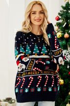 Christmas Candy Cane Ribbed Trim Sweater - £27.04 GBP