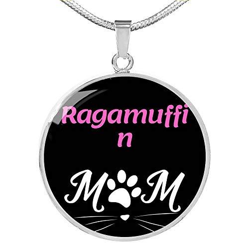 Ragamuffin Cat Mom Necklace Circle Pendant Stainless Steel Or 18k Gold 18-22