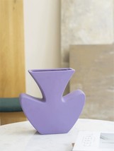 Handmade Memphis Funky Lavender Ceramic Vase Decorative Vessel - $132.44