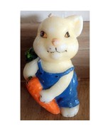 Vintage 1980&#39;s Rabbit Easter Bunny Candle &amp; Carrot In Overalls - $9.87 CAD
