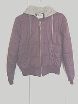 FOREVER 21 LADIES LIGHTWEIGHT PUFFY ZIP JACKET w/REMOVABLE GRAY KNIT HOO... - $9.49