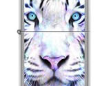 Zippo Lighter - White Tiger Face Brushed Chrome (back) - 854783 - £21.55 GBP