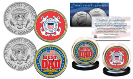 Coast Guard - Fathers Day Best Dad Military 2-Coin U.S. Kennedy Half Dollar Set - £10.32 GBP